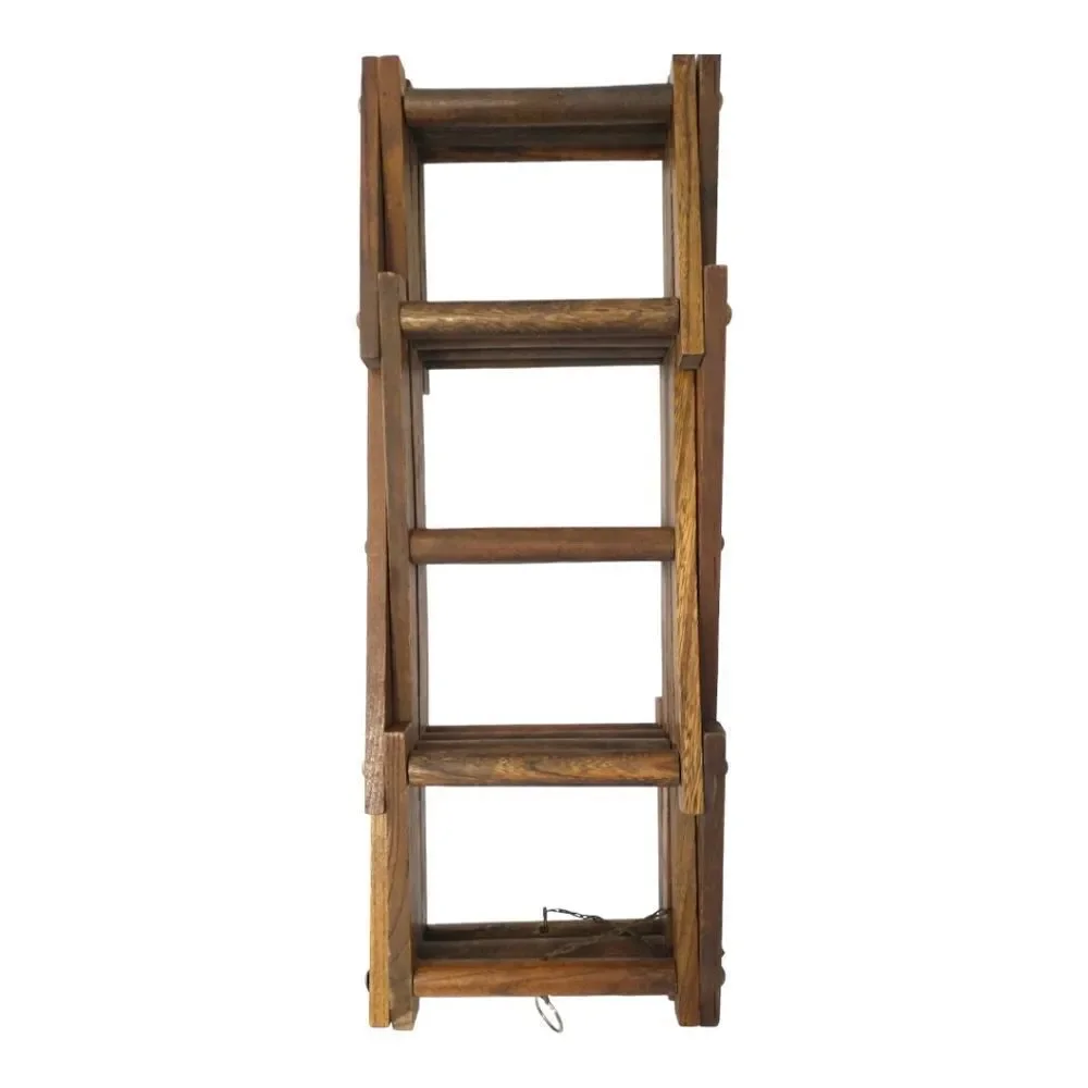 Wood Accordion Wine Bottle Rack Sturdy MCM Expandable Holds‎ 10 Bottles Heavy